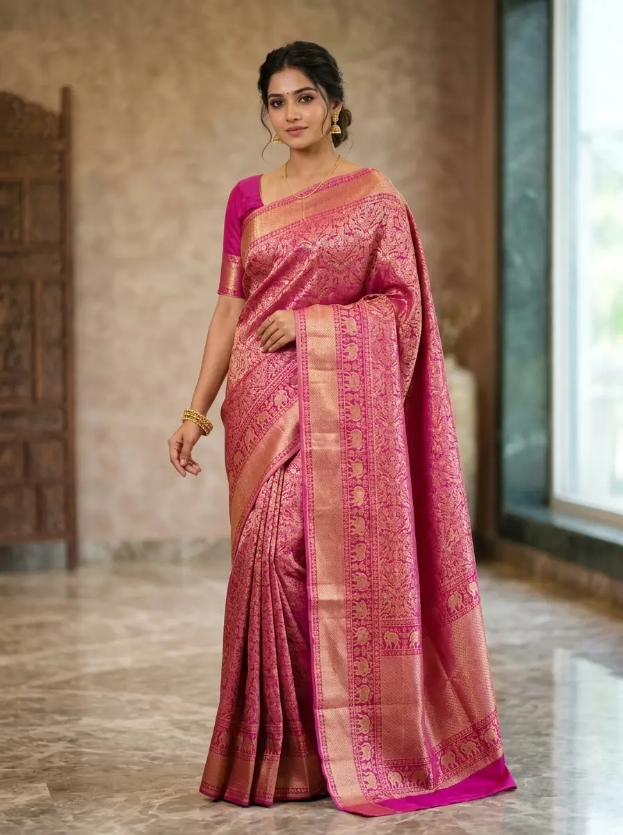 Pure Kanjivaram Handloom with Golden Zari Silk